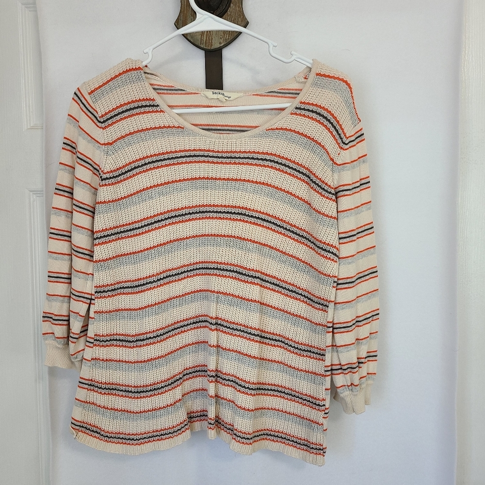 (828) Rocks & Indigo  Woman's Knitted Long Sleeve Sweater, Size: Small, Cream